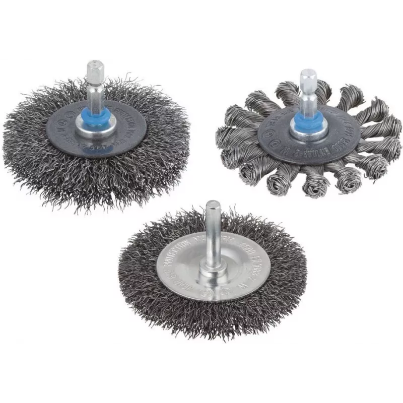 Wolfcraft 75 mm geknoopte stalen draadboorstel met 6,3 mm schacht 2100000