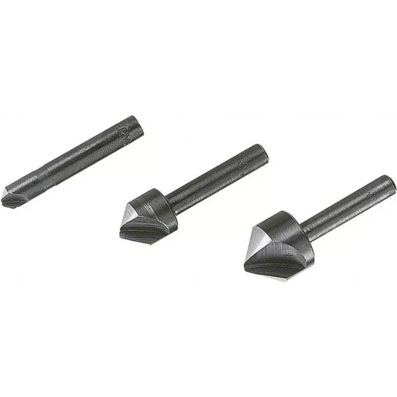 Wolfcraft 2504000 verzinkset, 3-delig, 6/12/16 mm, gereedschapsstaal, cilindrische schacht