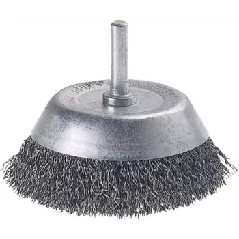 Wolfcraft potborstel met 1/4 inch (6,3 mm) schachtdiameter, 50 mm borsteldiameter, gegolfd staaldraad 2106000