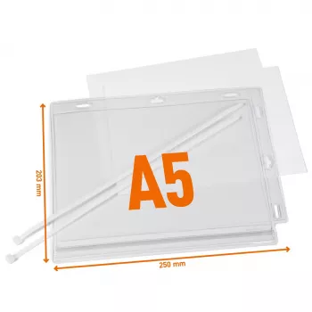 DURABLE waterdichte A5 posterhoezen met kabelbinders, 5-pack (505919)