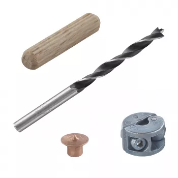 Wolfcraft 2916000 beukenhouten deuvelset 6 mm, 50 geribbelde deuvels + 4 stalen deuvelmarkeerders