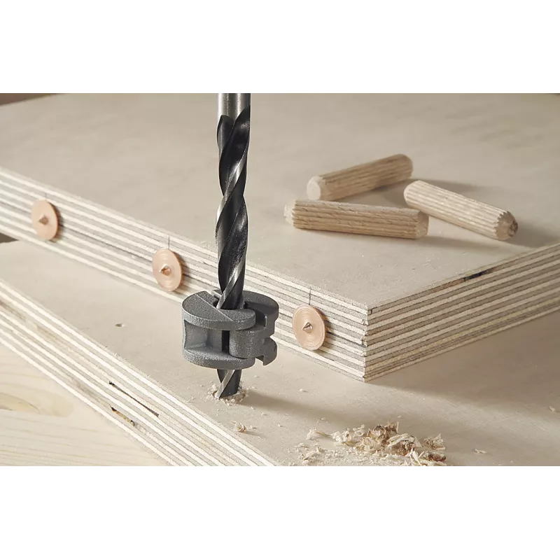 Wolfcraft 2916000 beukenhouten deuvelset 6 mm, 50 geribbelde deuvels + 4 stalen deuvelmarkeerders