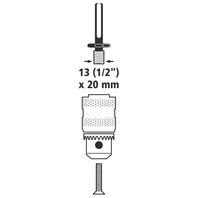 wolfcraft 2640000 SDS-plus boorhouderadapter 1/2 inch-20 UNF