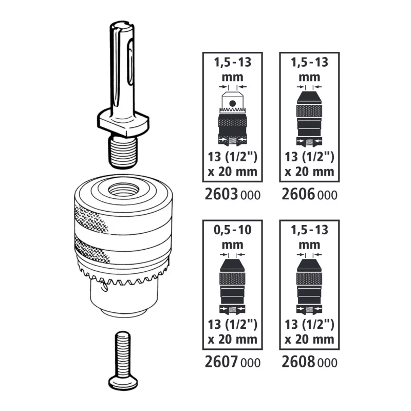 wolfcraft 2640000 SDS-plus boorhouderadapter 1/2 inch-20 UNF