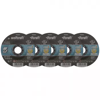 Wolfcraft 1620300 doorslijpschijven-set, 115 mm diameter, 22,23 mm boring, 1,0 mm dik, 5 stuks, voor metaal en roestvrij staal