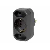 Kopp DUOversal Schuko-adapterstekker, 2 stopcontacten, 16 A, 250 V, zwart 179605004