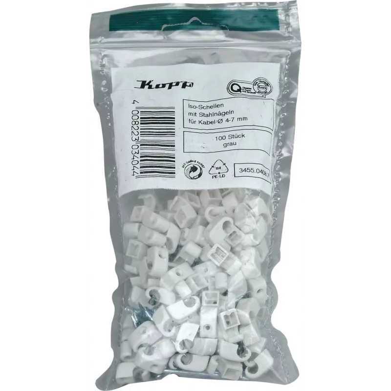 HEINRICH KOPP nagelbeugels kabelclips, bundel Ø 4-7 mm, grijs, 100 stuks 345504087