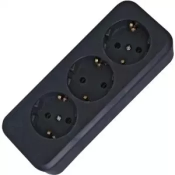 HEINRICH KOPP 3-voudige stekkerdoos zonder schakelaar, zwart, onbedraad, 16 A, 250 V, Schuko, kinderveiligheid, wandmontage 120305001