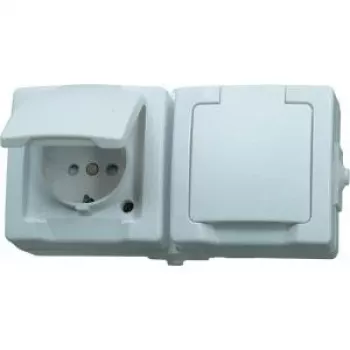 HEINRICH KOPP Schuko-stopcontact met klepdeksel, opbouw, IP44, grijs 137002003