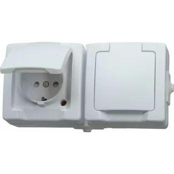HEINRICH KOPP Schuko-stopcontact met klepdeksel, opbouw, IP44, grijs 137002003