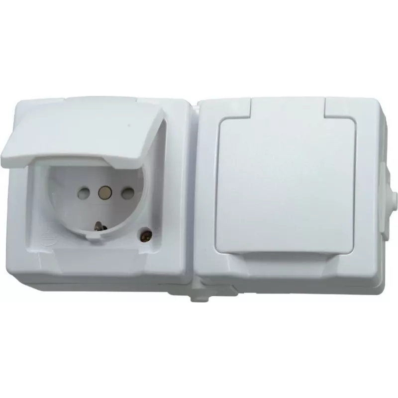 HEINRICH KOPP Schuko-stopcontact met klepdeksel, opbouw, IP44, grijs 137002003