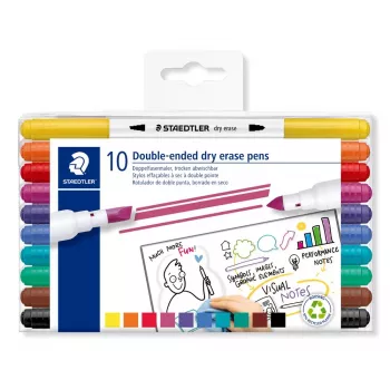 STAEDTLER 3010 TB10 vezelpen, 10 verschillende kleuren, 1,0 mm ronde punt, inkt op waterbasis