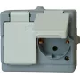 HEINRICH KOPP opbouw IP44 dubbel Schuko-stopcontact, voorbedraad, horizontaal, grijs 1302.4800.6