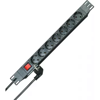 HEINRICH KOPP 19 inch 1U Rack-stekkerdoos 7-voudig Schuko zwart 2m kabel 16A 930705011