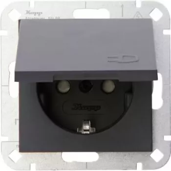 HEINRICH KOPP HK 07 inbouw wandcontactdoos met klepdeksel, antraciet 940115001
