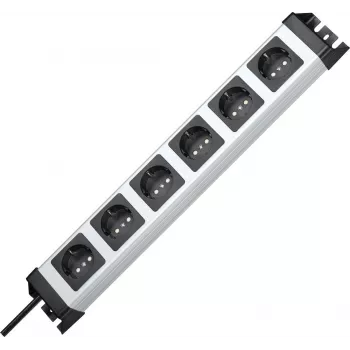 HEINRICH KOPP POWERversal 6-voudig Schuko stekkerdoos, grijs/zwart, 1,4 m kabel 226720018