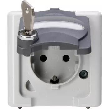 HEINRICH KOPP schuko-wandcontactdoos 1-voudig met veiligheidsslot, opbouw, IP44, grijs 103756008