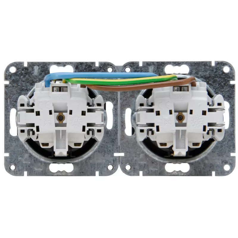 HEINRICH KOPP HK07 KombiQuick dubbel Schuko-stopcontact, inbouw, horizontaal, zwart 133750003