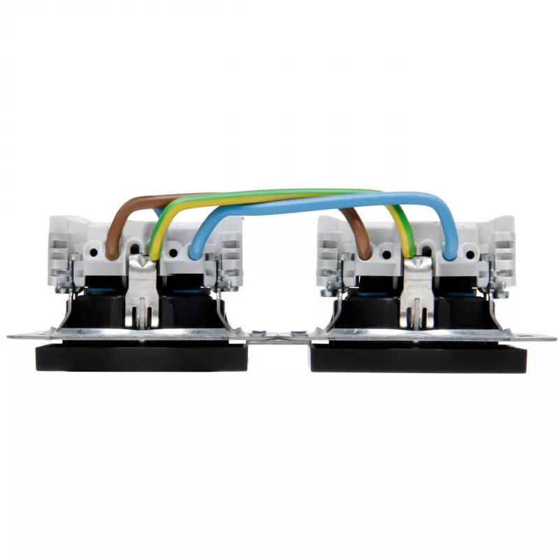 HEINRICH KOPP HK07 KombiQuick dubbel Schuko-stopcontact, inbouw, horizontaal, zwart 133750003