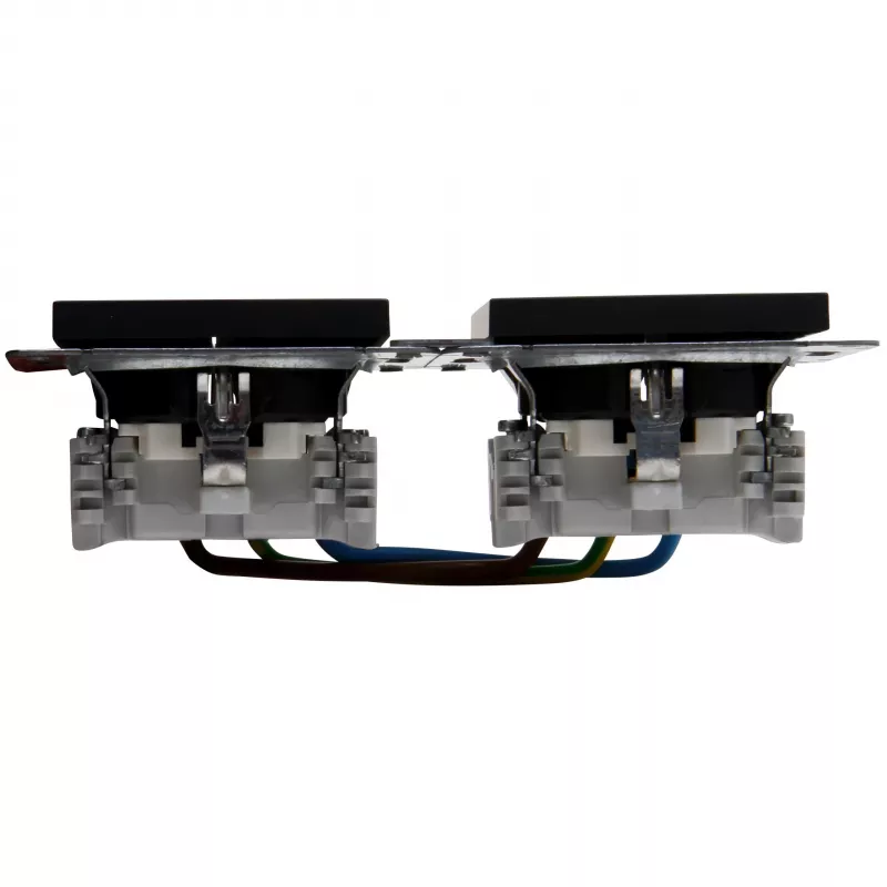 HEINRICH KOPP HK07 KombiQuick dubbel Schuko-stopcontact, inbouw, horizontaal, zwart 133750003