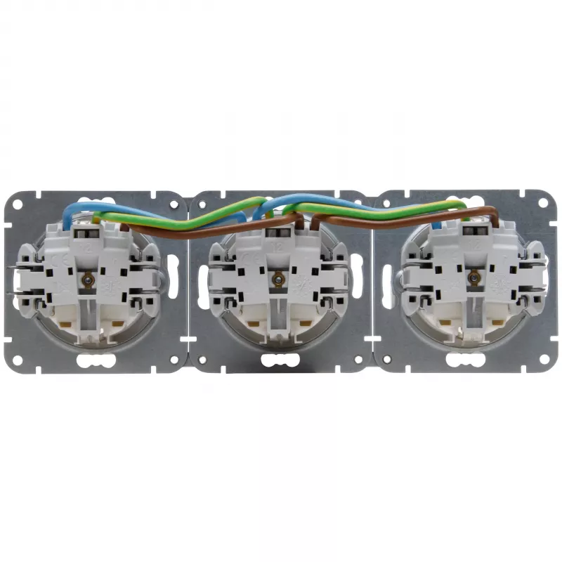 HEINRICH KOPP HK07 KombiQuick 3-voudig inbouw stopcontact, horizontaal, zuiverwit 133329009
