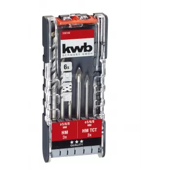 kwb 109146 glasboorset, 6-delig, 5/6/8 mm, wolfraamcarbide, voor glas, tegels, keramiek, spiegel, porselein