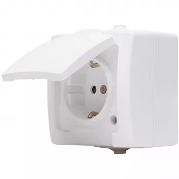 Heinrich Kopp NAUTIC contactdoos met randaarde en klepdeksel, verhoogde aanraakbeveiliging, arctischwit (107802006)