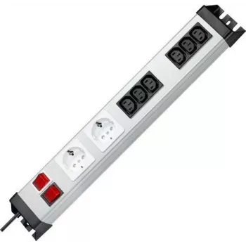 Heinrich Kopp POWERversal 8-voudige stekkerdoos met 2 randaarde- en 6 IEC C13-contactdozen, 1,4 m kabel, zwart 227520013