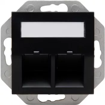 HEINRICH KOPP HK07 Keystone wandplaat met afdekking, IP44, 2-poorts, zwart 953850004