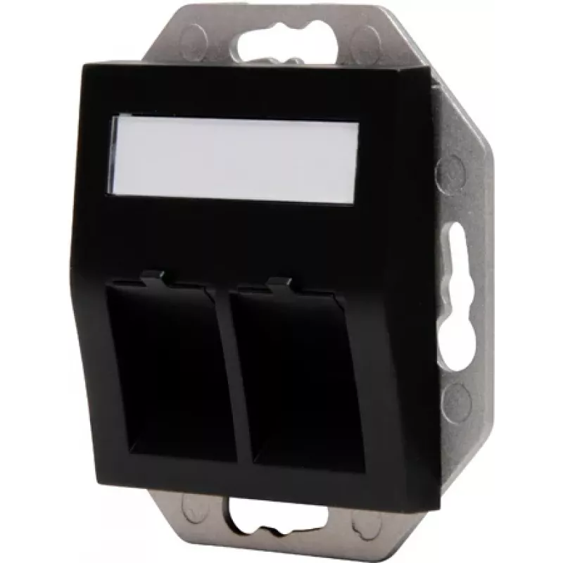 HEINRICH KOPP HK07 Keystone wandplaat met afdekking, IP44, 2-poorts, zwart 953850004