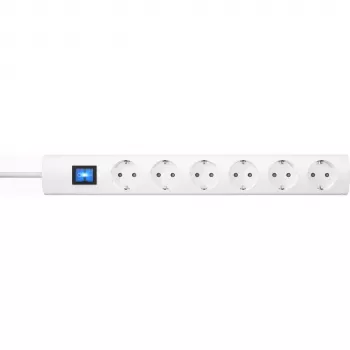 HEINRICH KOPP 232802005 Stekkerdoos voor binnen met 6 Schuko-stopcontacten, 1,4 m kabel, wit