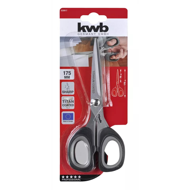 KWB 020917 Universele schaar 200 mm RVS Soft Grip zwart/rood