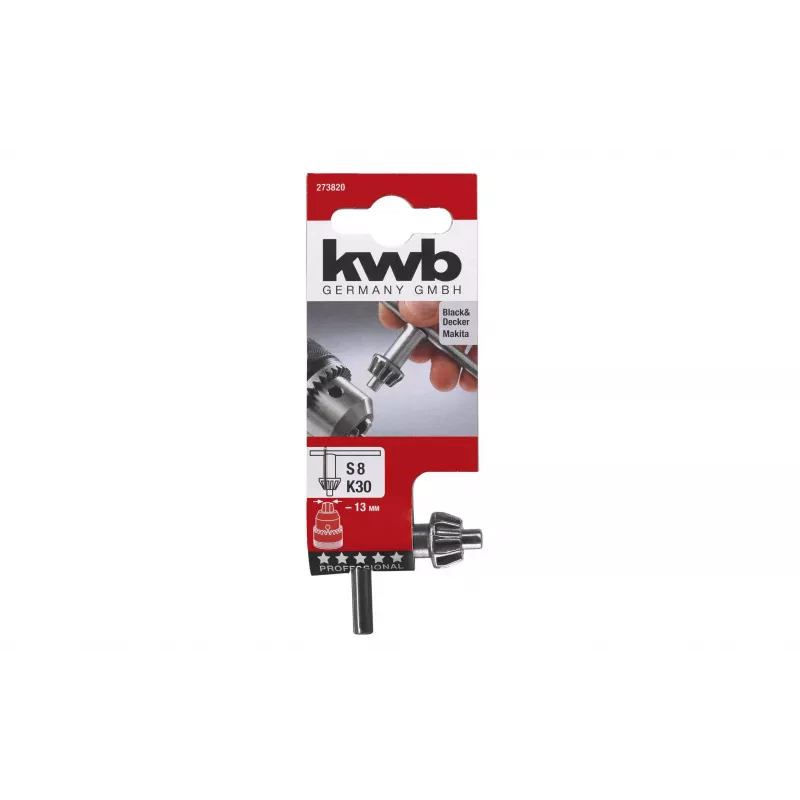 KWB boorkopsleutel voor tandkransboorhouder, JACOBS-vertanding, S8 K30, 273820