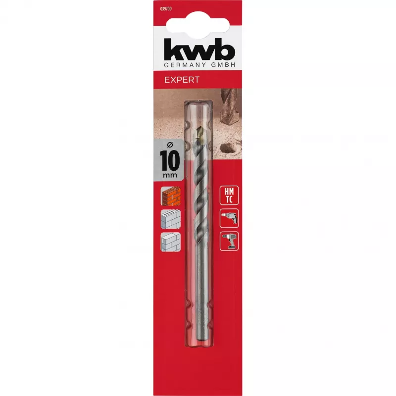 kwb 039700 HSS steen-spiraalboor 10 mm x 120 mm cilindrische schacht (1 stuk)