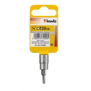 kwb 372020 Torx T20 1/4 inch zeskant-schroefbit, 25 mm, S2-staal
