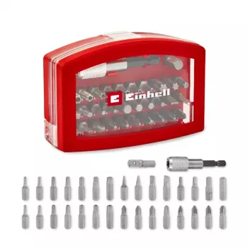 Einhell BELT CLIP 118495 32-delige schroefbitset met Phillips-, PoziDriv-, sleuf-, Torx- en manipulatieveilige Torx-bits in opbergsetui met gordelclip
