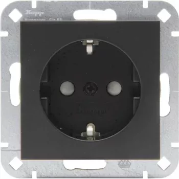 Kopp SCHUKO stopcontact met verhoogde aanraakbeveiliging, matzwart, HK07, 16 A, 250 V, inbouwmontage 940050000