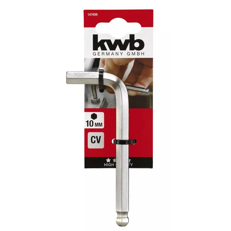 kwb inbussleutelset 9-delig kogelkop metrisch chroom-vanadiumstaal DIN 911 147499