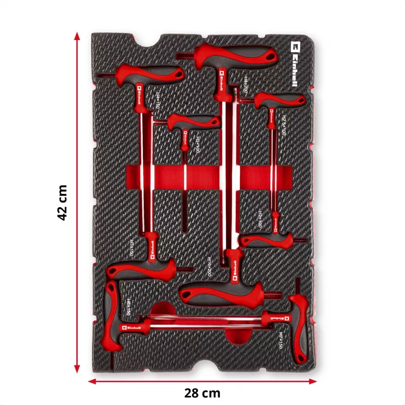 Einhell 370526 9-delige kofferinzet-set voor E-Case, rood/zwart