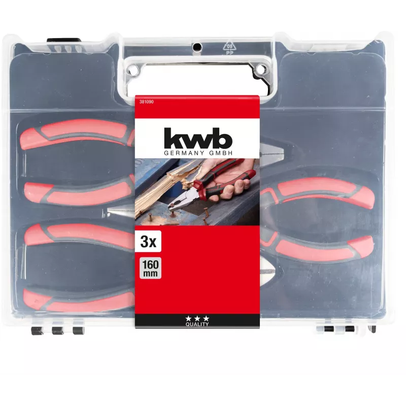 kwb 381090 Tangenset 3-delig (combinatietang, zijkniptang, punttang)