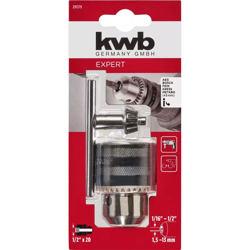 kwb tandkransboorhouder, 1/2 inch-20 UNF, 1,5-13 mm, slagvast 291379