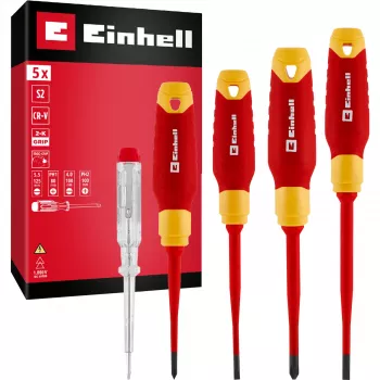 Einhell VDE elektriciens-schroevendraaierset, 5-delig, SL 4,0/5,5, PH 1/2, spanningstester, 370541