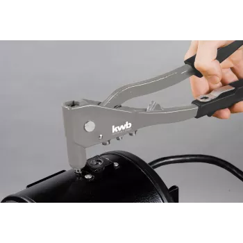kwb 407200 blindklinknageltang met 4 mondstukken (2,4-4,8 mm), handmatige handnageltang voor aluminium en stalen klinknagels