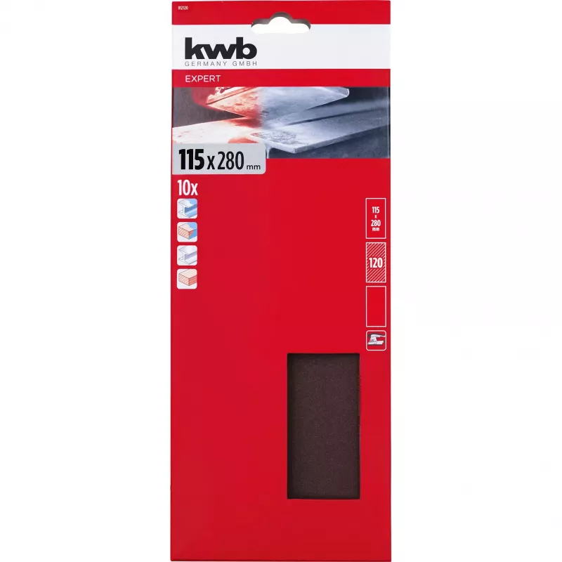 KWB 812120 aluminiumoxide-schuurbladen P120, 280 x 115 mm, 10 stuks