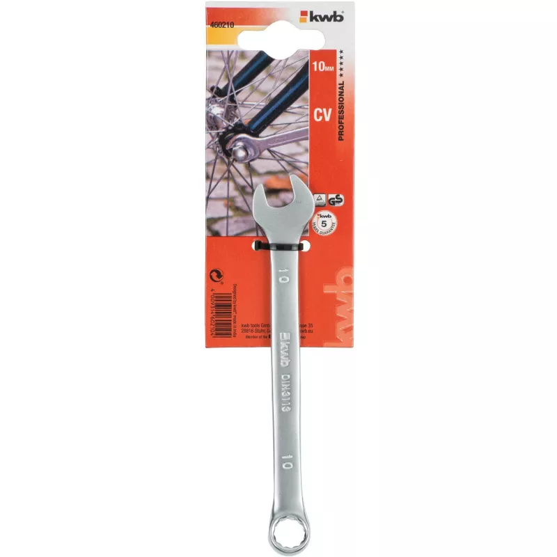 kwb 460210 combinatiesleutel 10 mm chroom-vanadiumstaal mat verchroomd DIN 3113