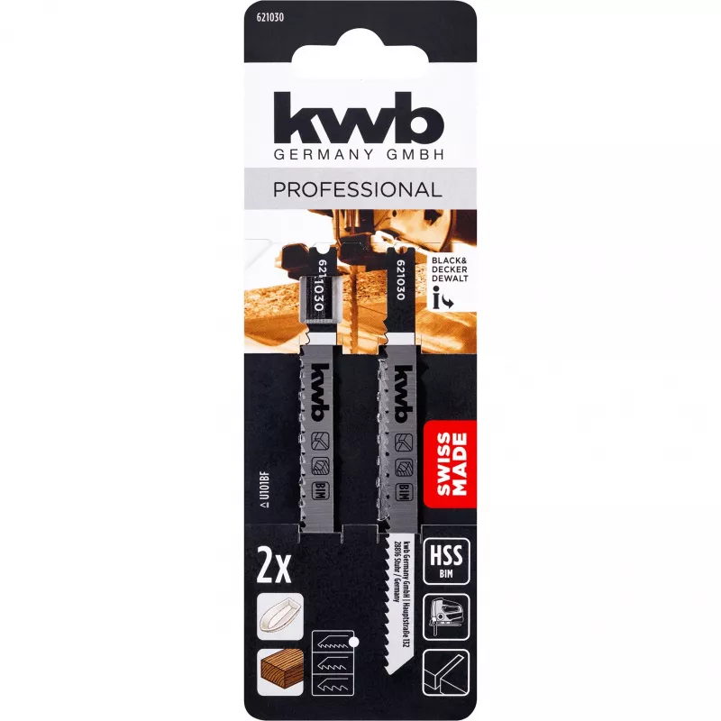 kwb 621030 decoupeerzaagbladen voor hout, geslepen, bi-metaal, 2 stuks