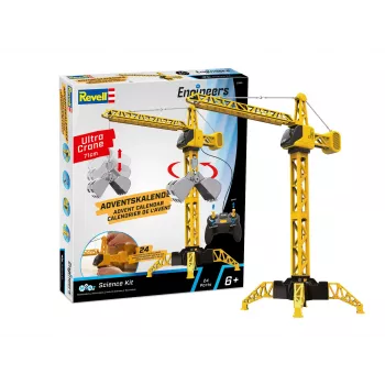 Revell adventskalender Mega Kran 3D-puzzel, 108 delen, Snap-Fit, 24 deurtjes, vanaf 10 jaar