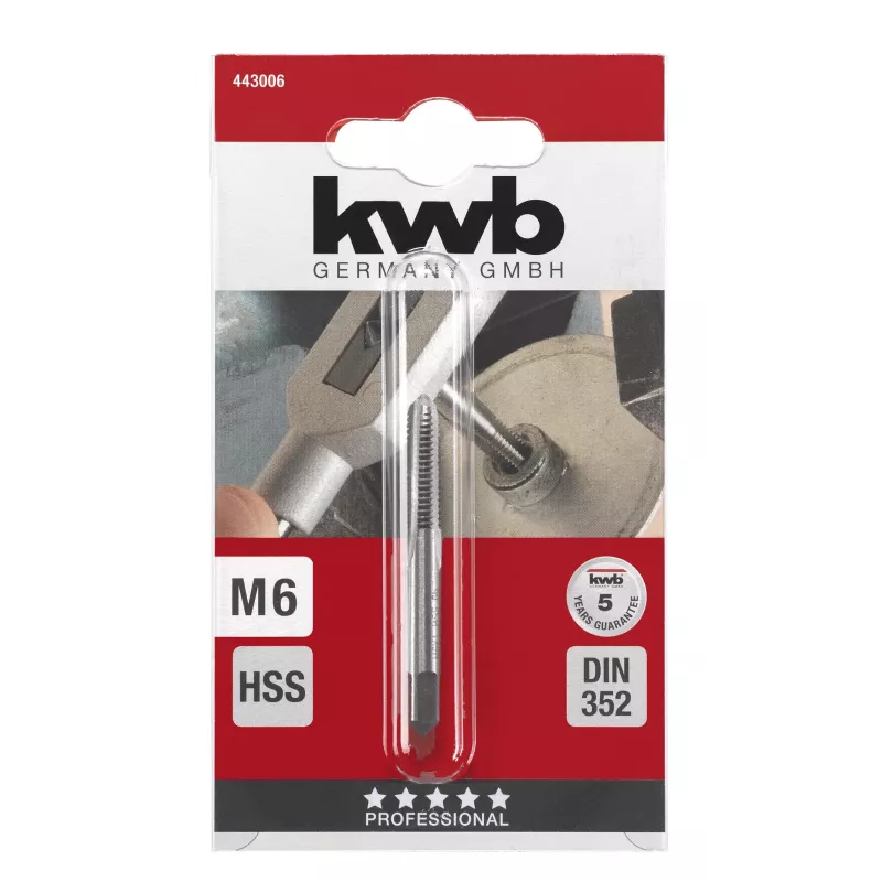 kwb 443006 HSS handdraadtap M6 x 1,0 DIN 352 voorsnijder, 1 stuk