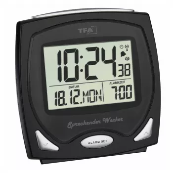 TFA Dostmann radiowekker zwart met lichtgevende wijzerplaat 60.2541.01