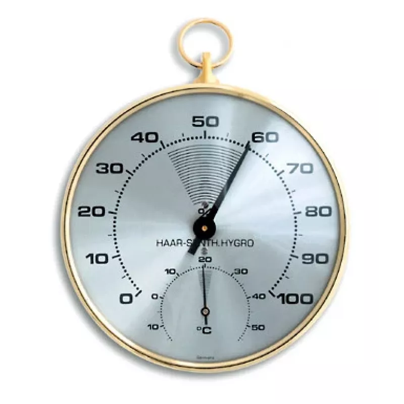 TFA Dostmann 45.2007 analoge ronde thermometer hygrometer, wit/zilver, 10 cm diameter